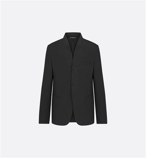 Officer Collar Jacket Black Emerized Cotton Blend 